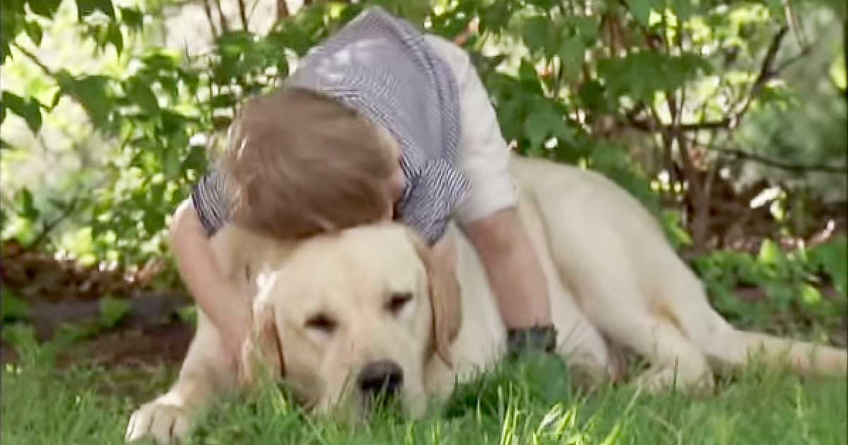 His dog is big. A boy and his Dog.